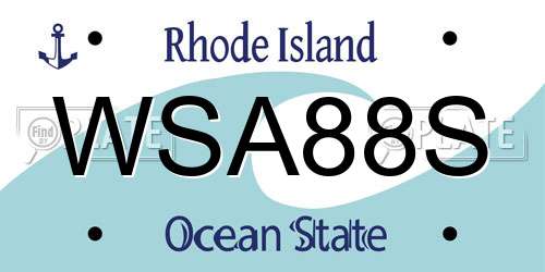 WSA88S Rhode Island License Plate