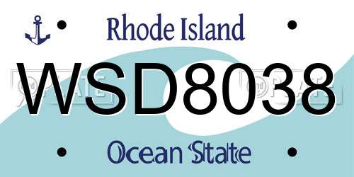 WSD8038 Rhode Island License Plate