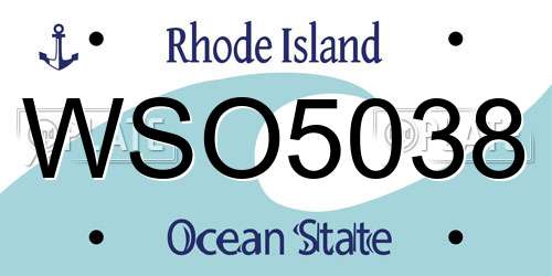 WSO5038 Rhode Island License Plate