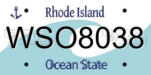 WSO8038 Rhode Island License Plate