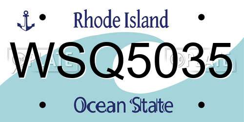 WSQ5035 Rhode Island License Plate
