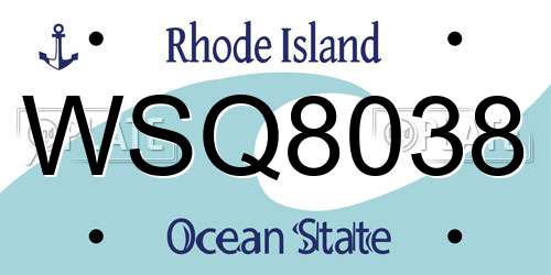 WSQ8038 Rhode Island License Plate