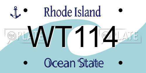 WT114 Rhode Island License Plate