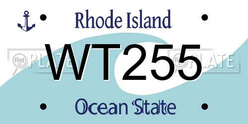 WT255 Rhode Island License Plate
