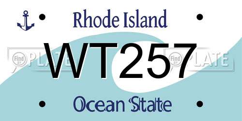 WT257 Rhode Island License Plate