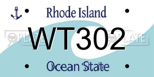 WT302 Rhode Island License Plate