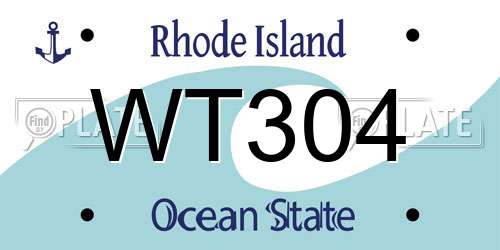 WT304 Rhode Island License Plate