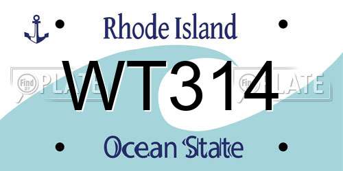 WT314 Rhode Island License Plate