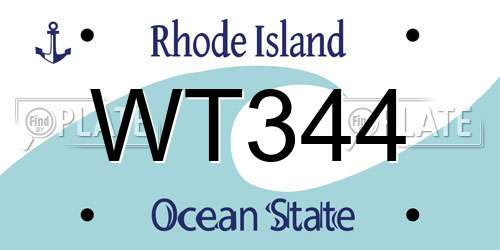 WT344 Rhode Island License Plate