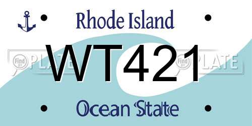 WT421 Rhode Island License Plate