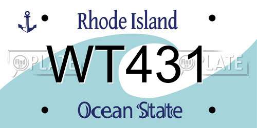 WT431 Rhode Island License Plate