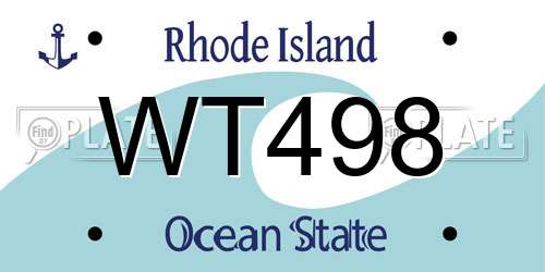 WT498 Rhode Island License Plate