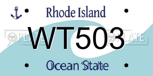 WT503 Rhode Island License Plate