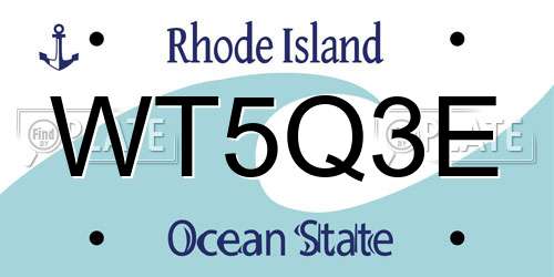 WT5Q3E Rhode Island License Plate
