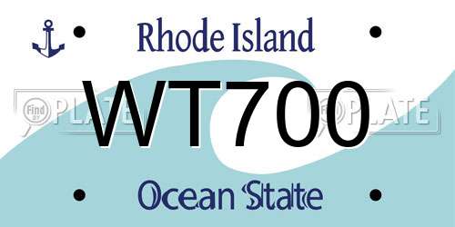WT700 Rhode Island License Plate