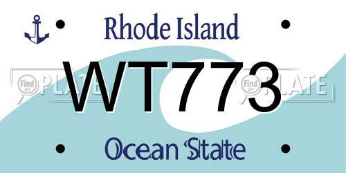 WT773 Rhode Island License Plate