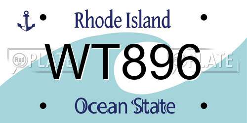 WT896 Rhode Island License Plate