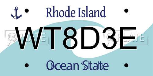 WT8D3E Rhode Island License Plate