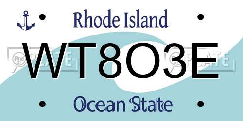 WT8O3E Rhode Island License Plate