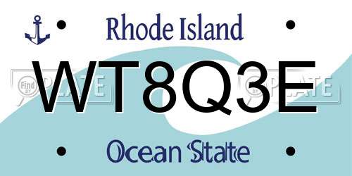 WT8Q3E Rhode Island License Plate