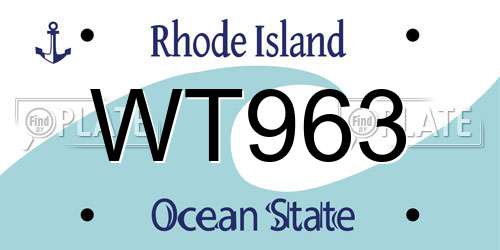 WT963 Rhode Island License Plate
