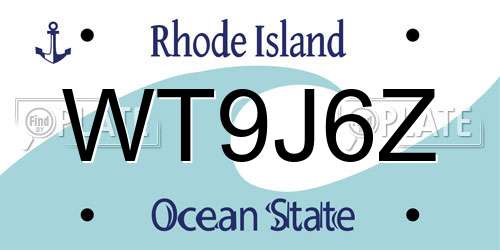 WT9J6Z Rhode Island License Plate