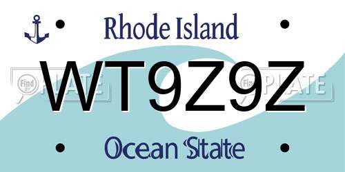 WT9Z9Z Rhode Island License Plate