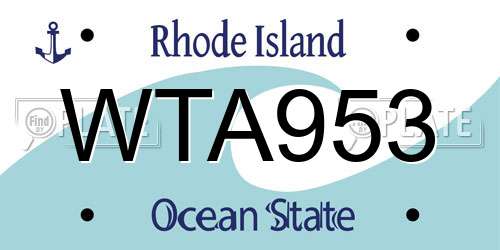 WTA953 Rhode Island License Plate