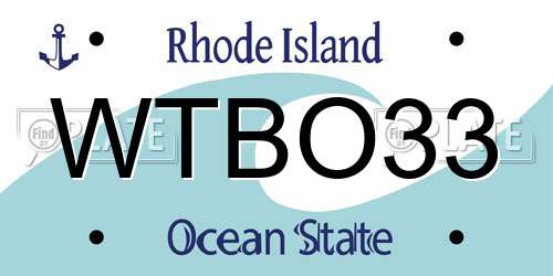 WTBO33 Rhode Island License Plate