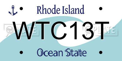 WTC13T Rhode Island License Plate