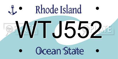 WTJ552 Rhode Island License Plate