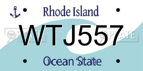 WTJ557 Rhode Island License Plate
