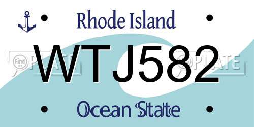WTJ582 Rhode Island License Plate