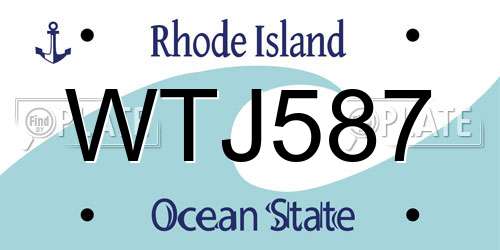 WTJ587 Rhode Island License Plate