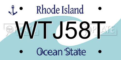 WTJ58T Rhode Island License Plate