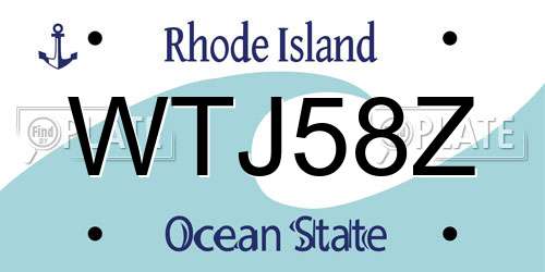 WTJ58Z Rhode Island License Plate