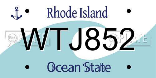 WTJ852 Rhode Island License Plate