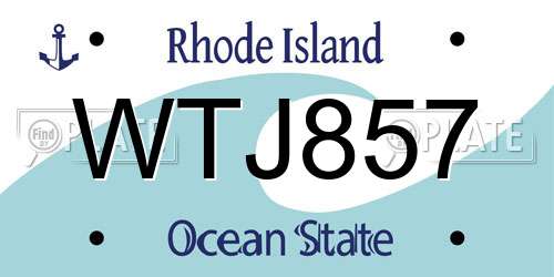 WTJ857 Rhode Island License Plate