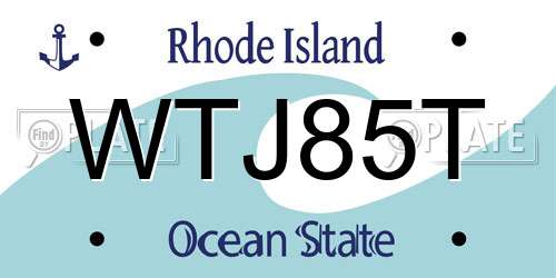 WTJ85T Rhode Island License Plate