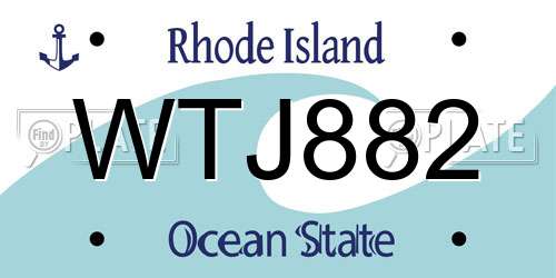 WTJ882 Rhode Island License Plate
