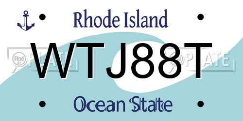 WTJ88T Rhode Island License Plate