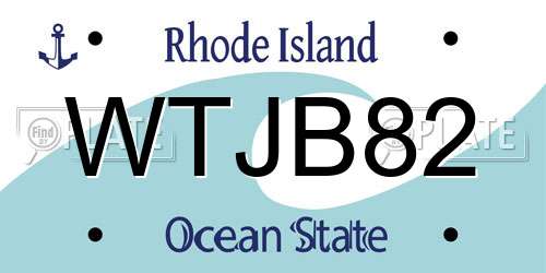 WTJB82 Rhode Island License Plate