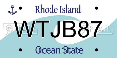 WTJB87 Rhode Island License Plate