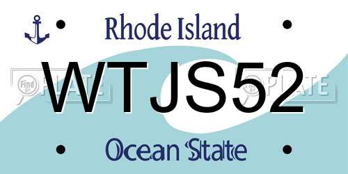 WTJS52 Rhode Island License Plate