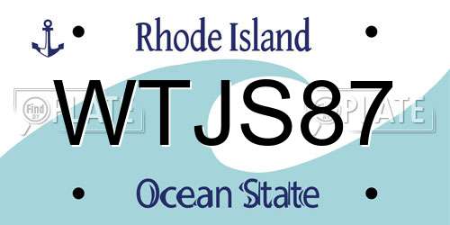 WTJS87 Rhode Island License Plate