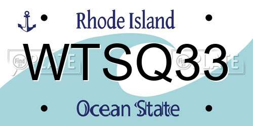 WTSQ33 Rhode Island License Plate