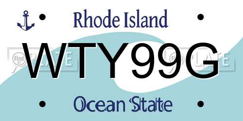 WTY99G Rhode Island License Plate