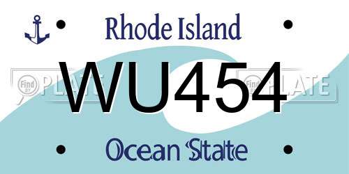 WU454 Rhode Island License Plate