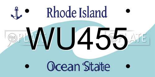 WU455 Rhode Island License Plate