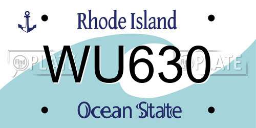 WU630 Rhode Island License Plate